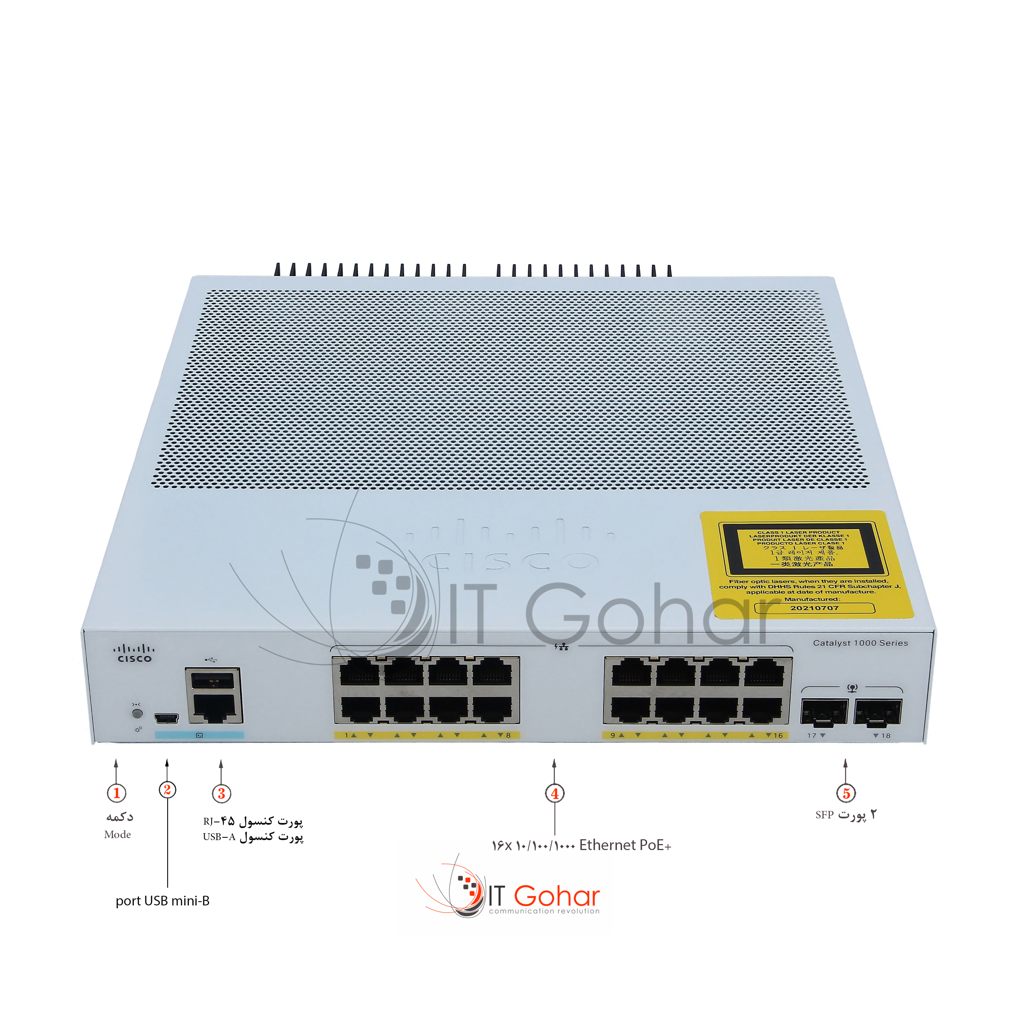 C1000-16FP-2G-L Catalyst 1000-16FP-2G-L Managed Switch 16 PoE+ Ethernet Ports & 2 Gigabit Small Form-Factor Pluggable (SFP) Uplink Ports