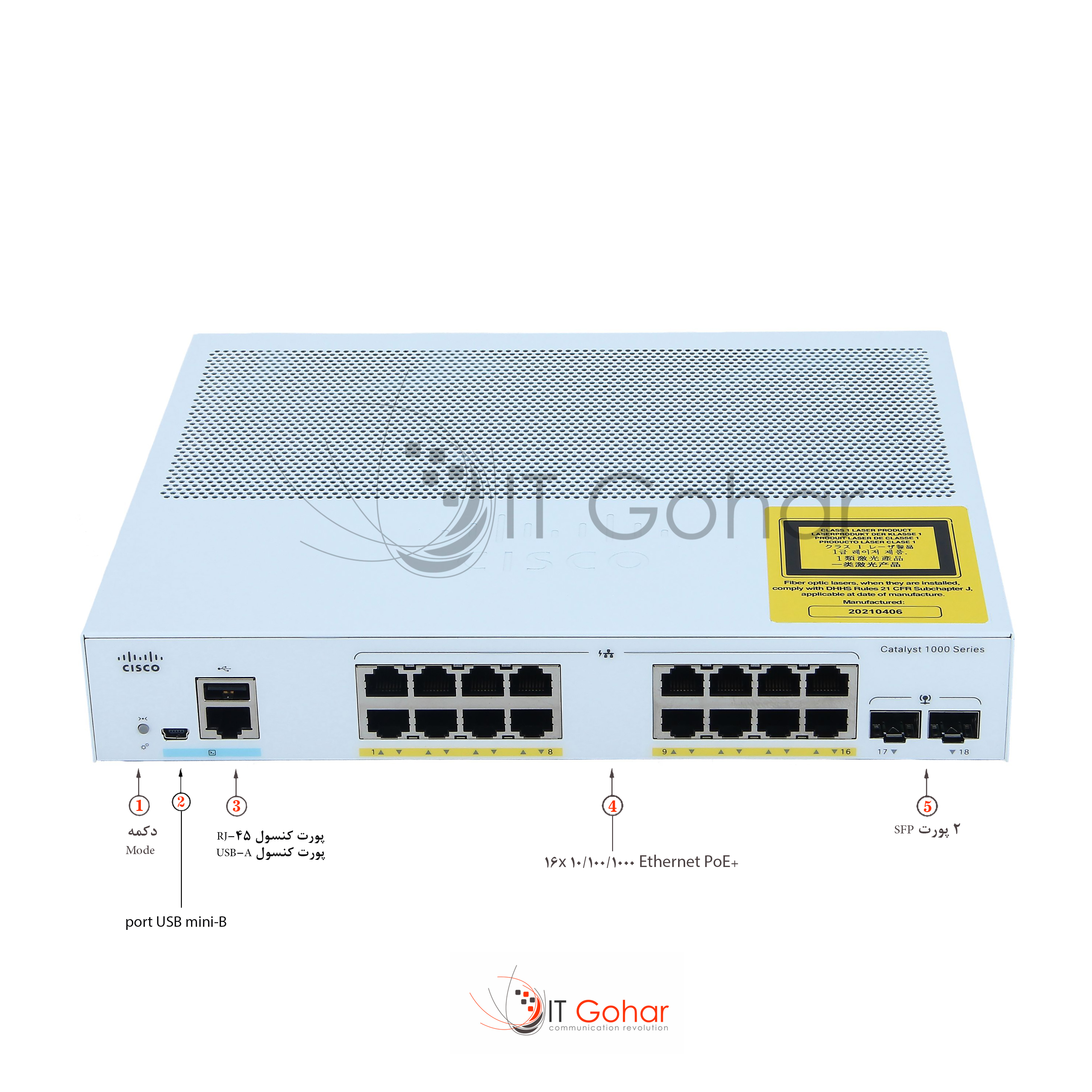 C1000-16P-E-2G-L Catalyst 1000-16P-E-2G-L Managed Switch 8 Power Over Ethernet Plus (PoE+) Ethernet Ports & 8 Ethernet Ports & 2 Gigabit SFP Uplink Ports