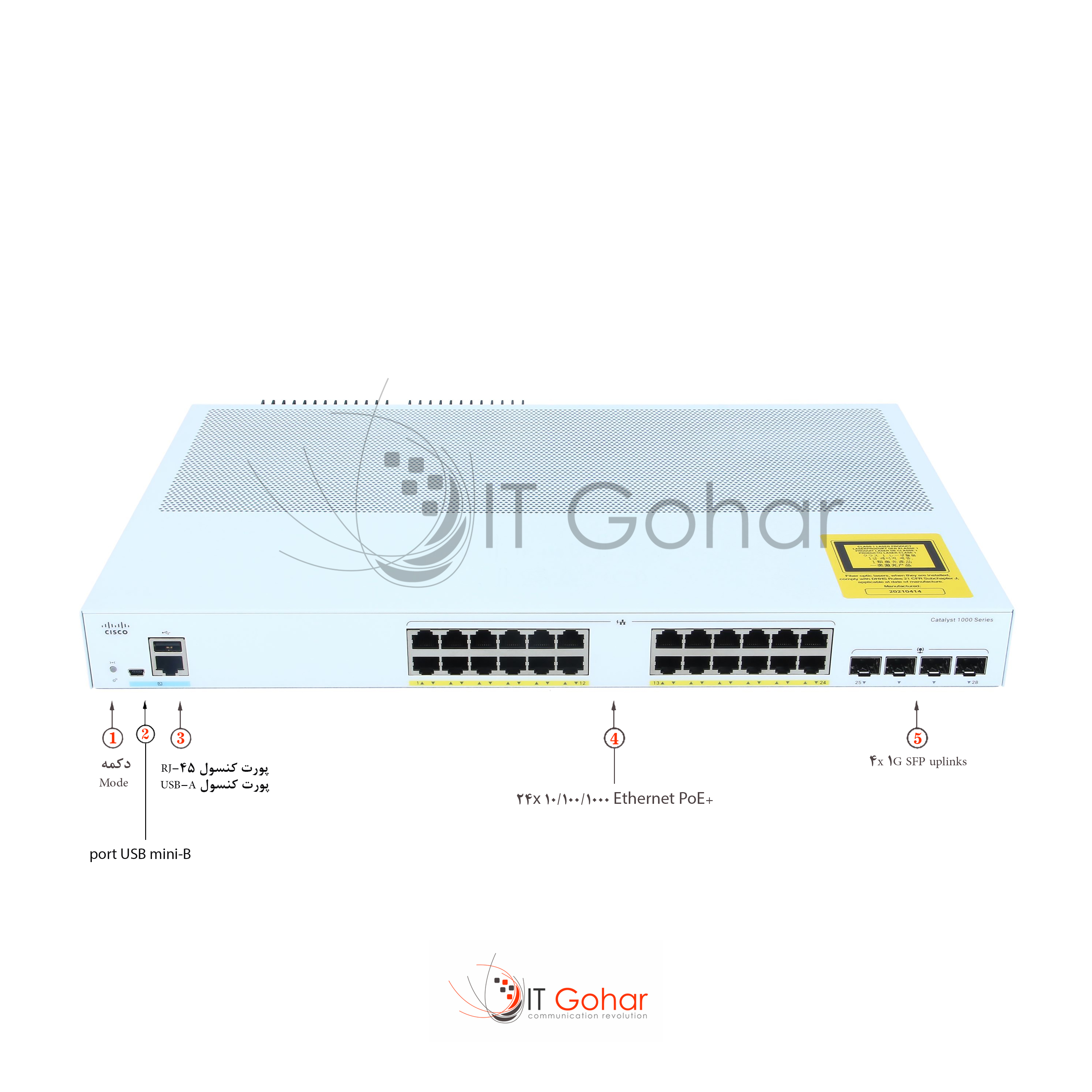 C1000-24P-4G-L Catalyst 1000 Switch - Fixed Managed - L2 - 24 x 10/100/1000 Ethernet PoE+ and 4 x Gigabit SFP Uplink Ports - 195w PoE budget - Includes a Single Fixed Power Supply - Rack-mountable shop.itgohar