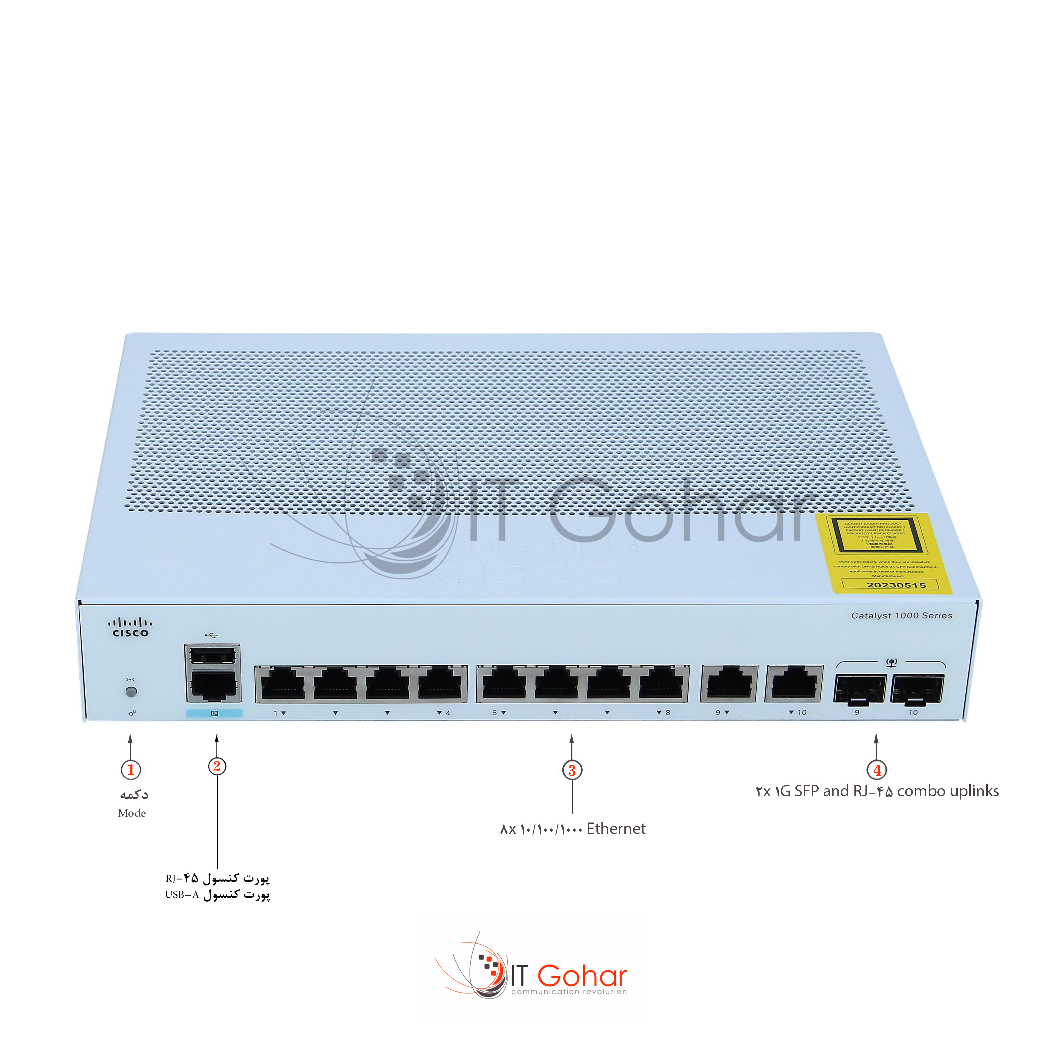 C1000-8T-2G-L Catalyst Ethernet Switch 8 Ports Manageable Layer2 Supported Modular Optical Fiber Twisted Pair Rack-mountable shop.itgohar