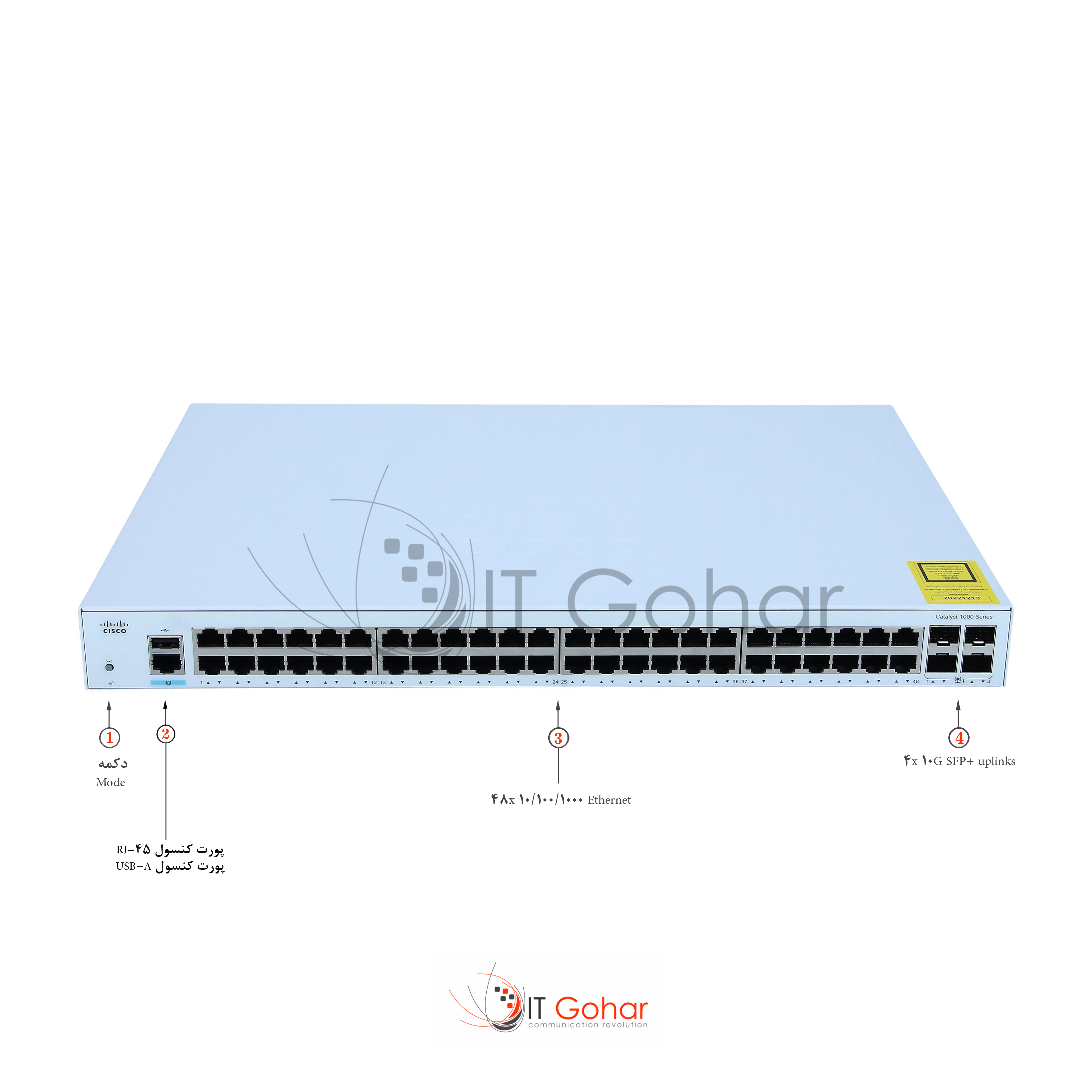 C1000-48T-4X-L 48 Ports Gigabit Ethernet, 10 Gigabit Ethernet 1000Base-T, 10GBase-X 2 Layer Supported Optical Fiber, Twisted Pair Manageable Ethernet Switch 